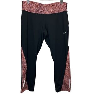 Nike Leggings Women's Size Large Racer 2.0 Running Capri Coral Printed Black